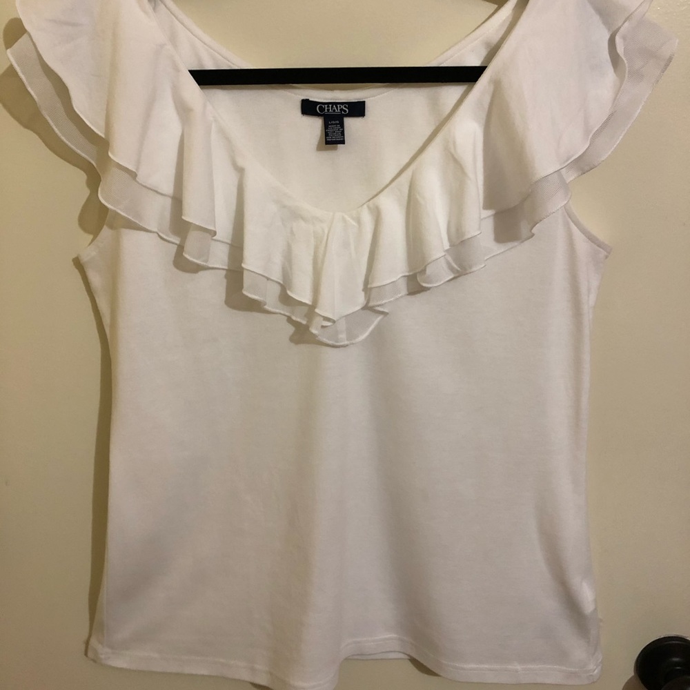 Chaps ruffle top blouse